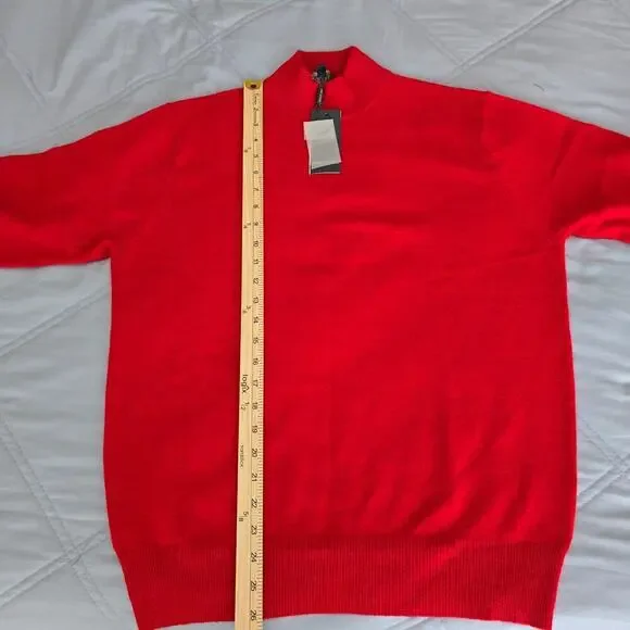 NWT Women's Red Cashmere Sweater M Mock Neck Classic Holiday Christmas Luxury - Picture 5 of 7